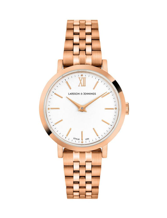 Lugano Vasa Link 26mm Rose Gold Satin-White