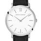 Lugano Black Leather 40mm Silver Satin-White