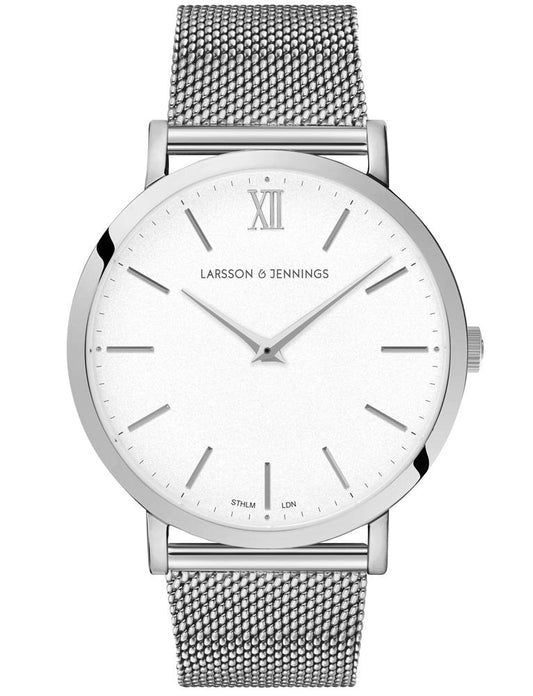 Lugano Milanese 40mm Silver Satin-White