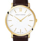 Lugano Brown Leather 40mm Gold Satin-White