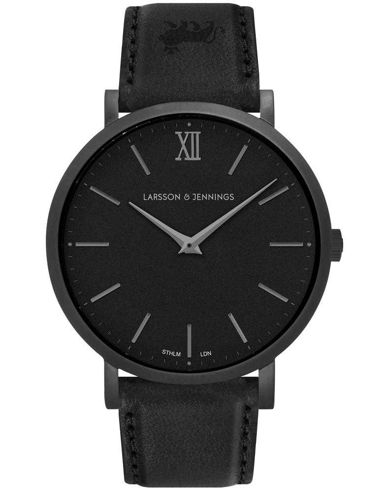 Lugano Black Leather 40mm Black Black