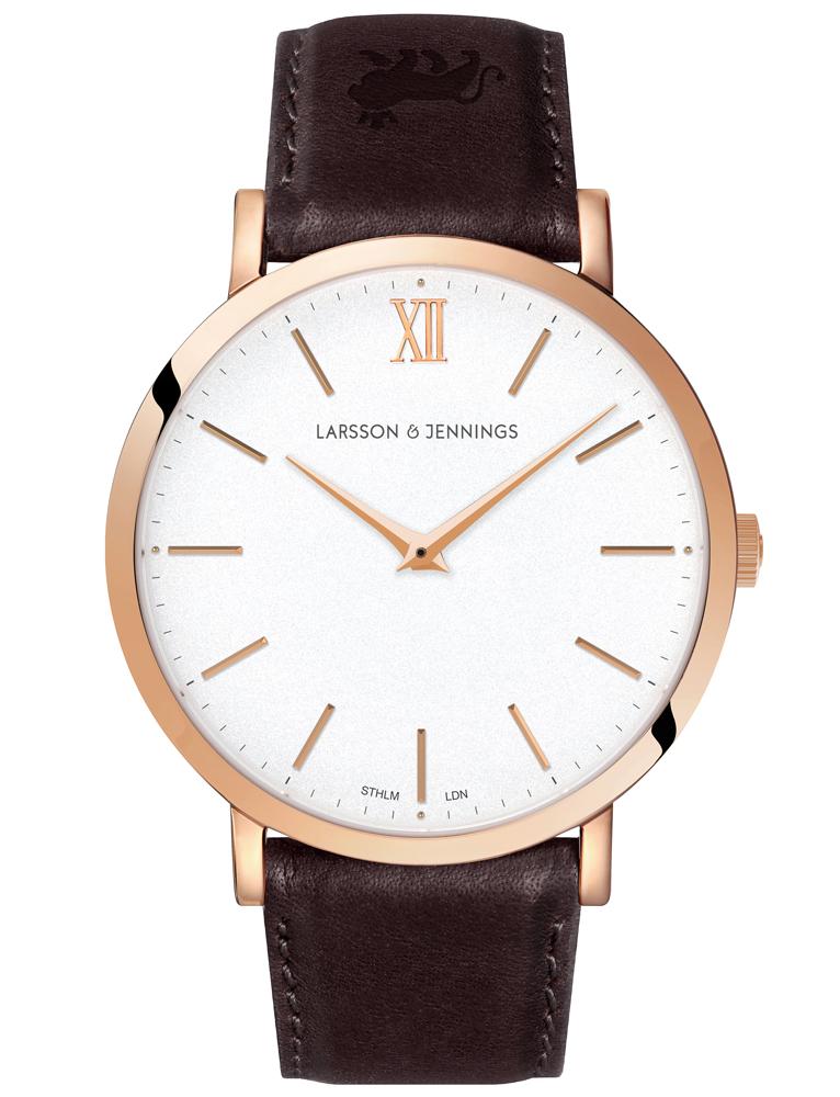 LUGANO LEATHER 40MM ROSE GOLD SATIN-WHITE