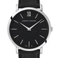 Lugano Black Leather 40mm Silver Black