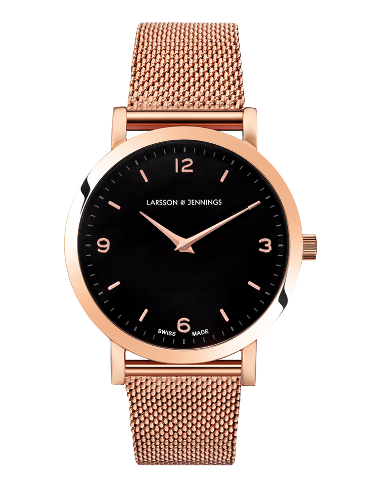 Lj Classic Lugano Milanese 33mm Rose Gold Black