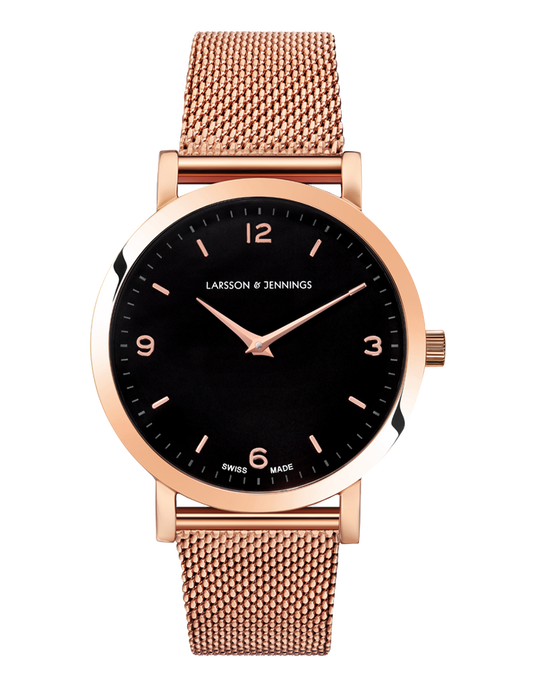 Lj Classic Lugano Milanese 33mm Rose Gold Black