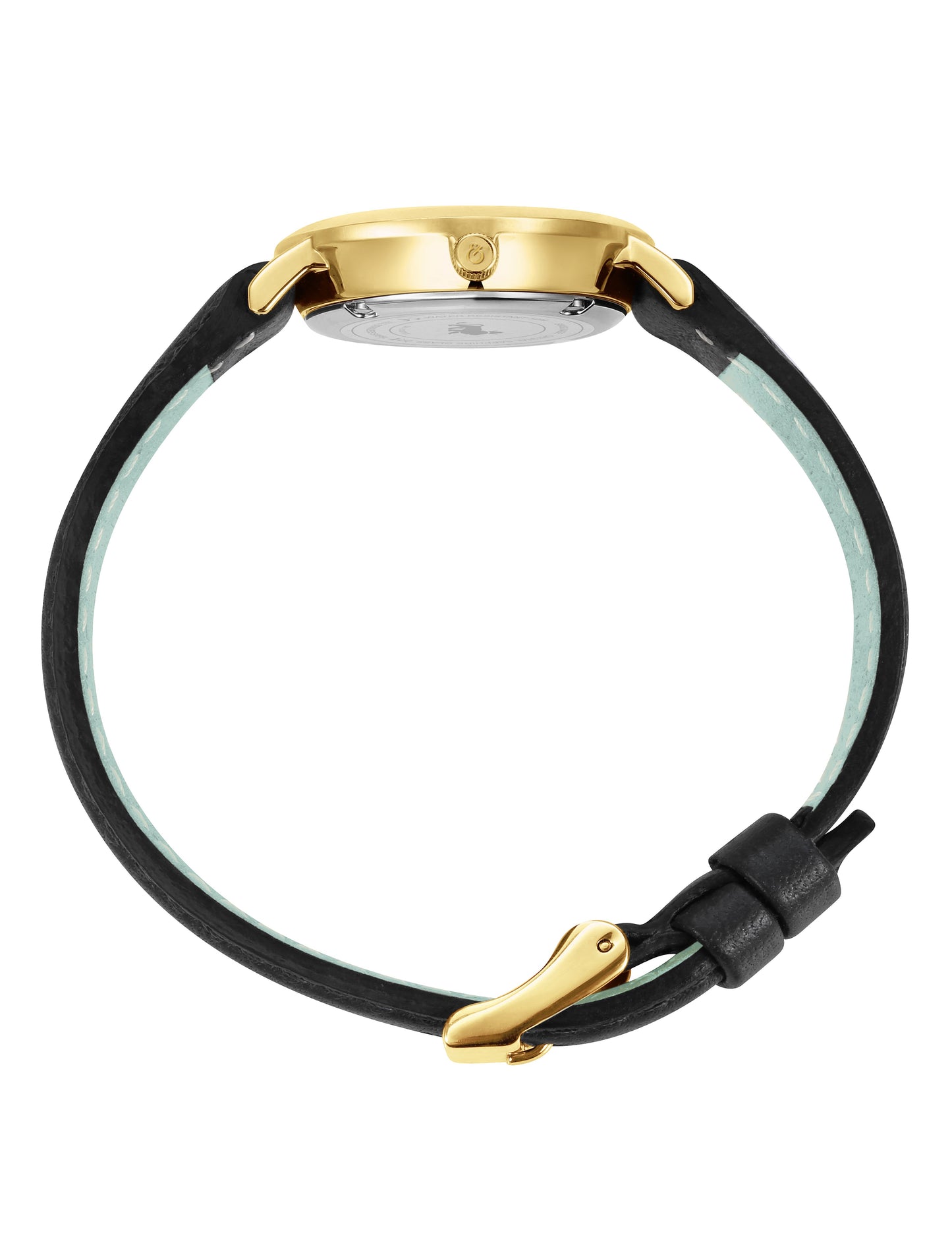 Lugano Black Leather 26mm Gold Satin White
