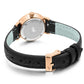 Lugano Black Leather 26mm Rose Gold Satin White