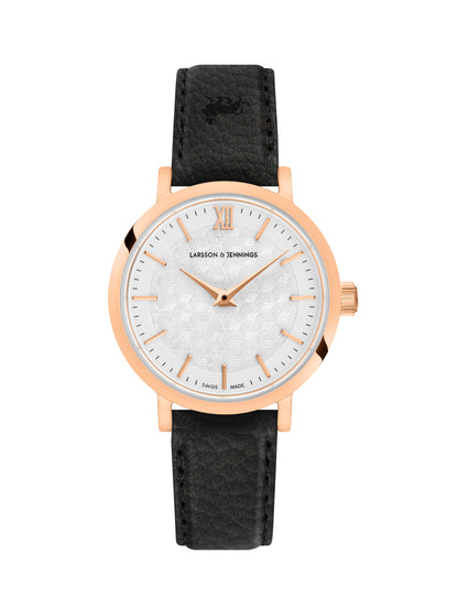 Sloan Cube Leather 26mm Rose Gold White