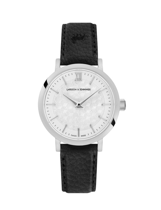Sloan Cube Leather 26mm Silver White