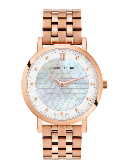 Bernadotte Lugano Vasa Link 33mm Rose Gold Pearl
