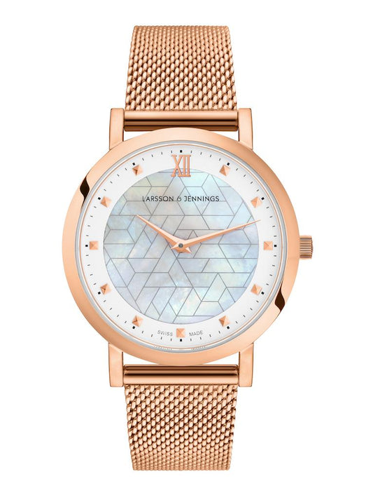 Bernadotte Lugano Milanese 33mm Rose Gold Pearl
