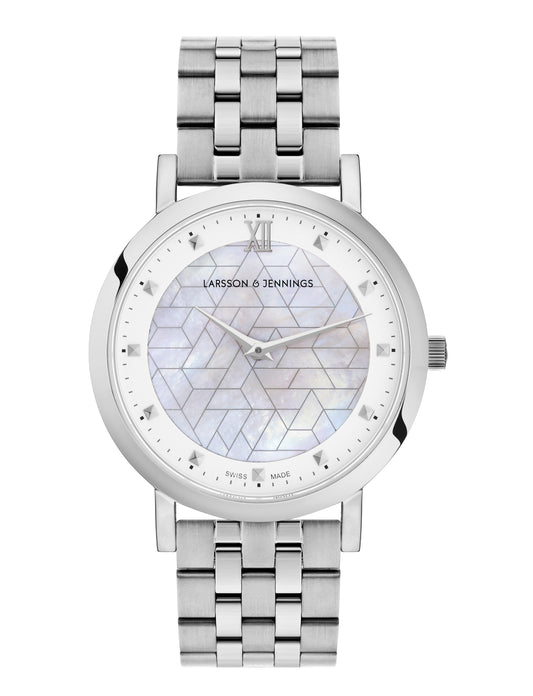 Bernadotte Lugano Vasa Link 33mm Silver Pearl
