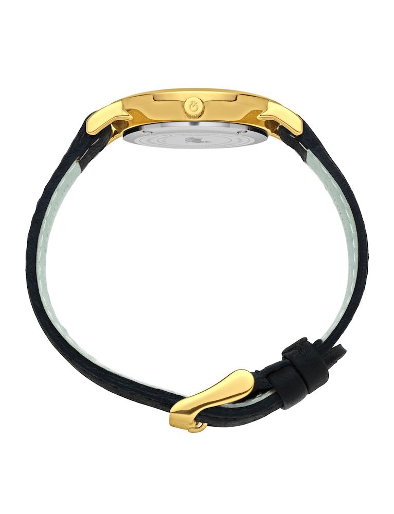 Lugano Black Leather 33mm Gold Black