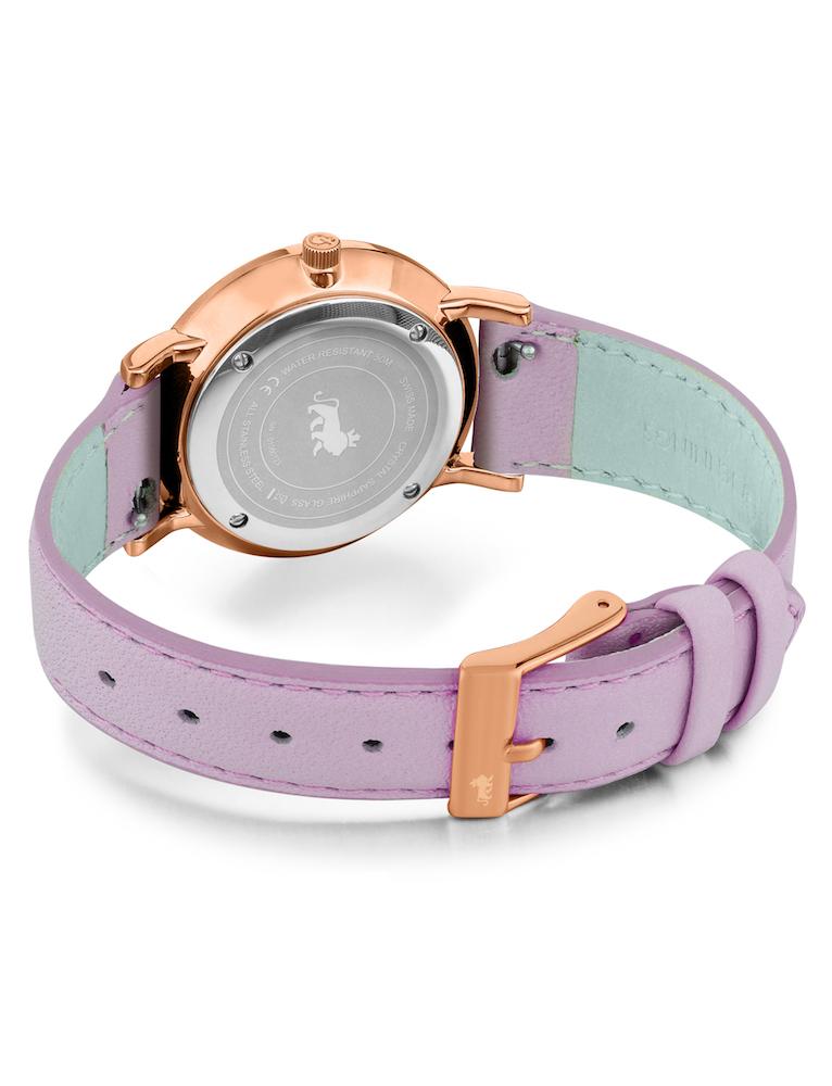 Solaris Lugano Leather 33mm Rose Gold Purple