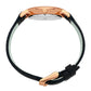 Jette Lugano Leather 33mm Rose Gold Black
