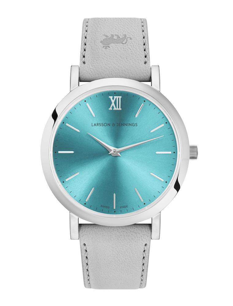 Solaris Lugano Leather 33mm Silver Blue