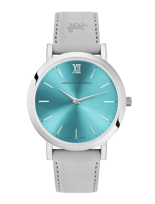 Solaris Lugano Leather 33mm Silver Blue