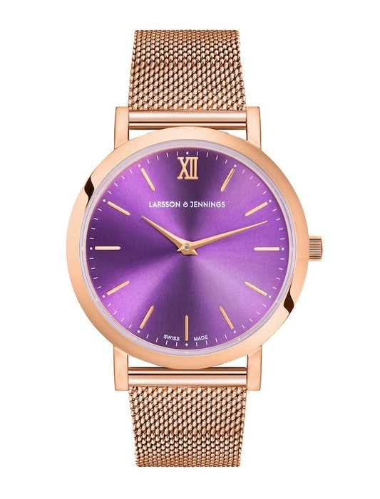 Solaris Lugano Milanese 33mm Rose Gold Purple