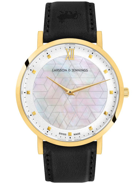 Bernadotte Lugano Leather 40mm Gold Pearl