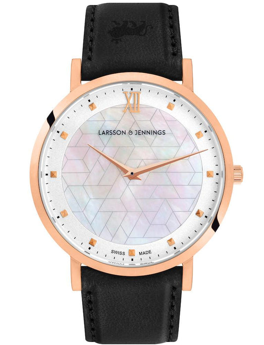 Bernadotte Lugano Leather 40mm Rose Gold Pearl