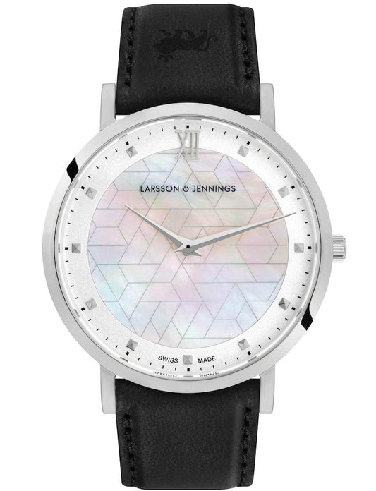 Bernadotte Lugano Leather 40mm Silver Pearl