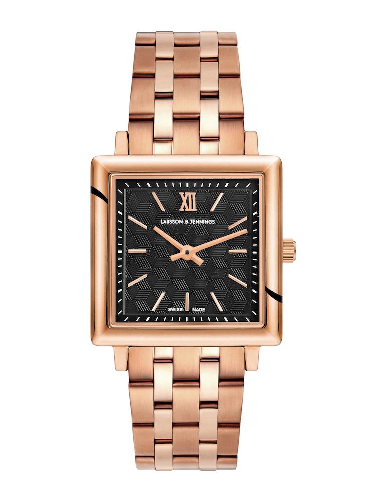 Sloan Cube Vasa Link 34mm Rose Gold Black