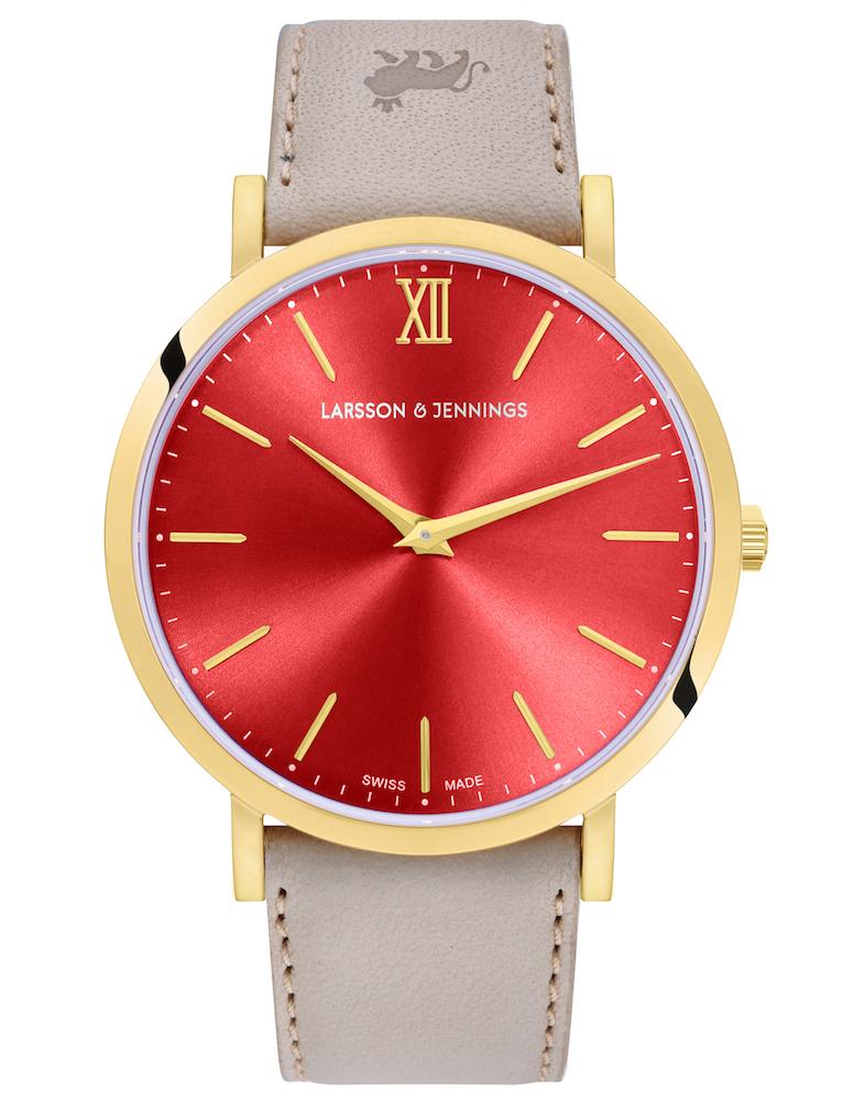 Solaris Lugano Leather 40mm Gold Red