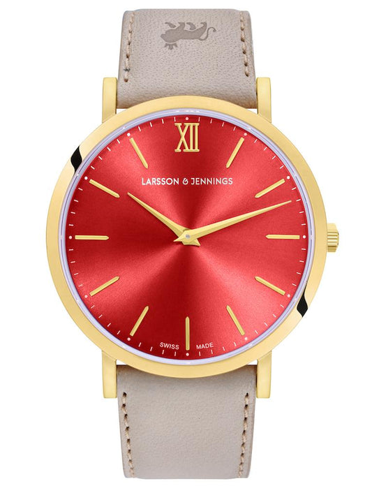 Solaris Lugano Leather 40mm Gold Red