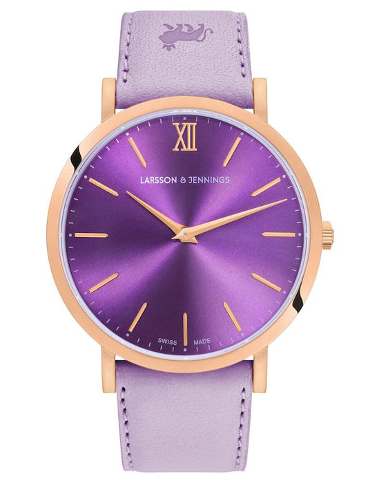 Solaris Lugano Leather 40mm Rose Gold Purple
