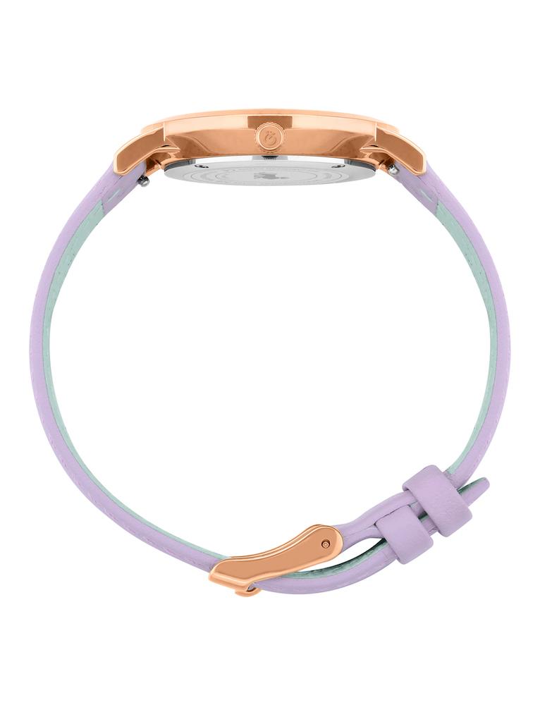 Solaris Lugano Leather 33mm Rose Gold Purple