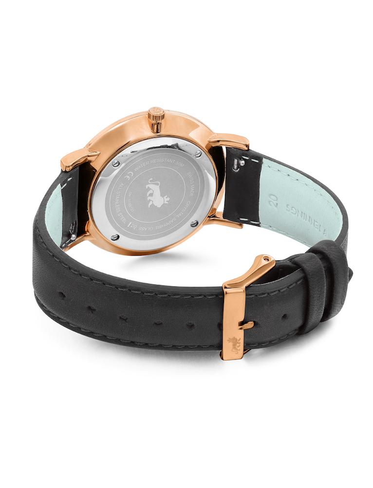 Bernadotte Lugano Leather 40mm Rose Gold Pearl