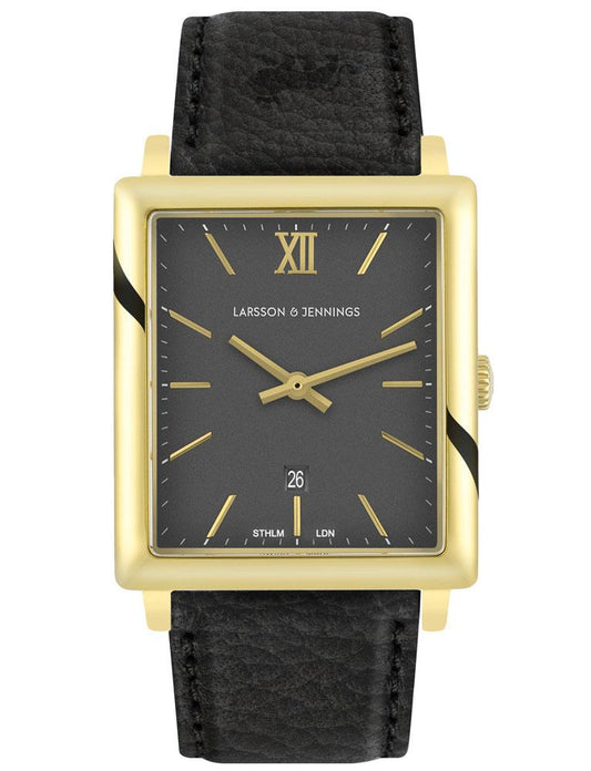 Norse Black Leather 40mm Gold Black