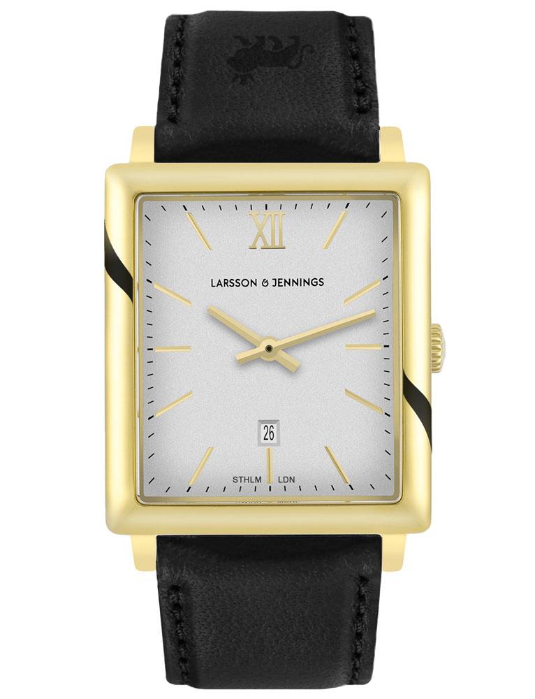 Norse Black Leather 40mm Gold Satin-White
