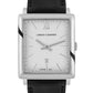 Norse Black Leather 40mm Silver Satin-White