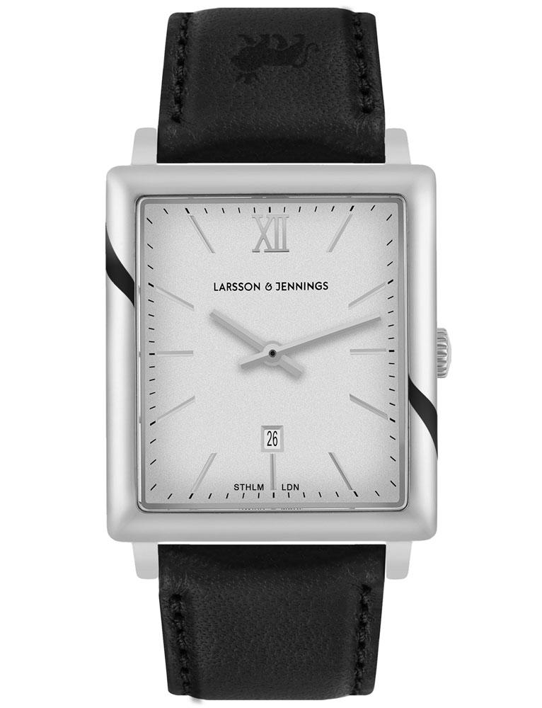 Norse Black Leather 40mm Silver Satin-White