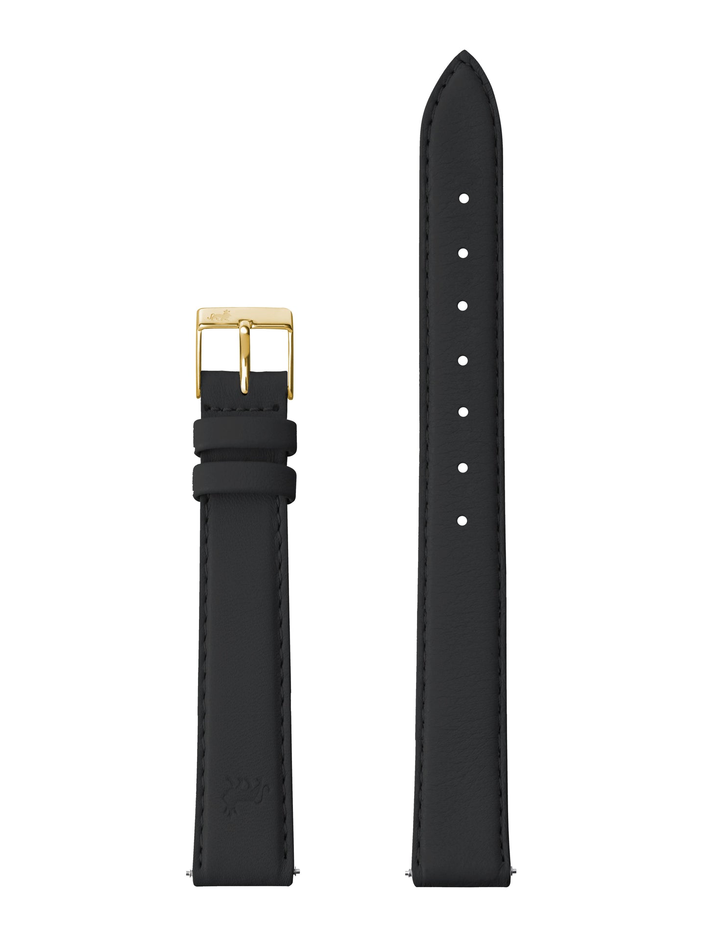 12mm Black Leather Strap with Gold Buckle