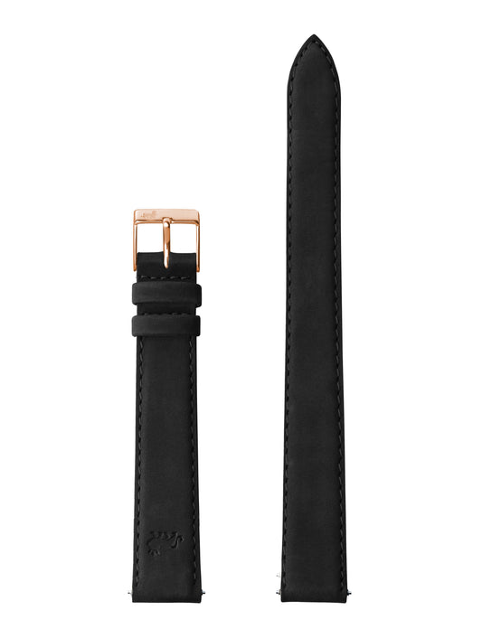 12mm Black Suede Strap with Rose Gold Buckle