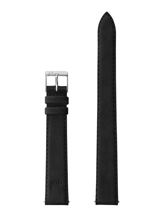 12mm Black Suede Strap with Silver Buckle