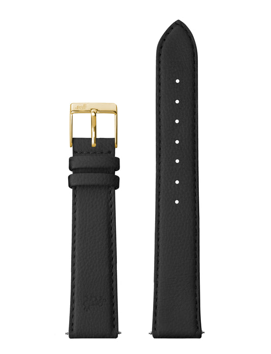 16mm Grainy Black Strap with Gold Buckle