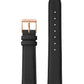 16mm Grainy Black Leather Strap with Rose Gold Buckle