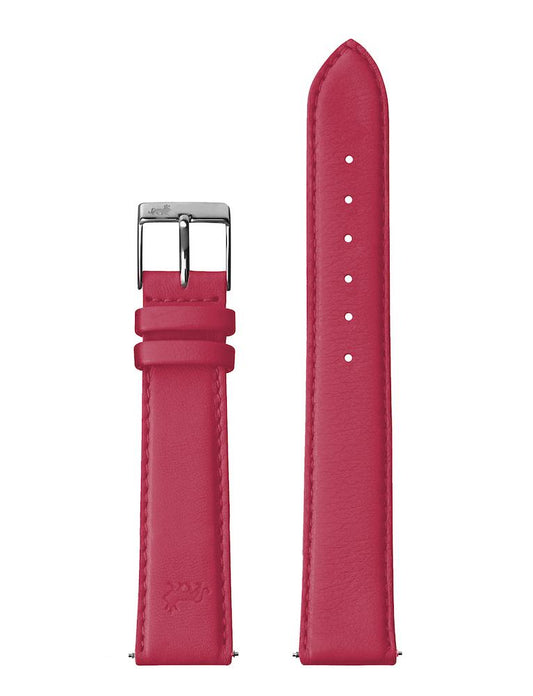 18mm Red Leather Strap with Silver Buckle