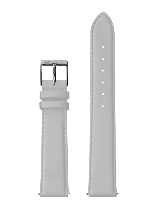 18mm Light Grey Leather Strap with Silver Buckle