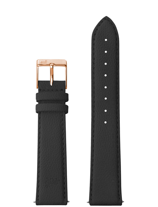 18mm Grainy Black Strap with Rose Gold Buckle