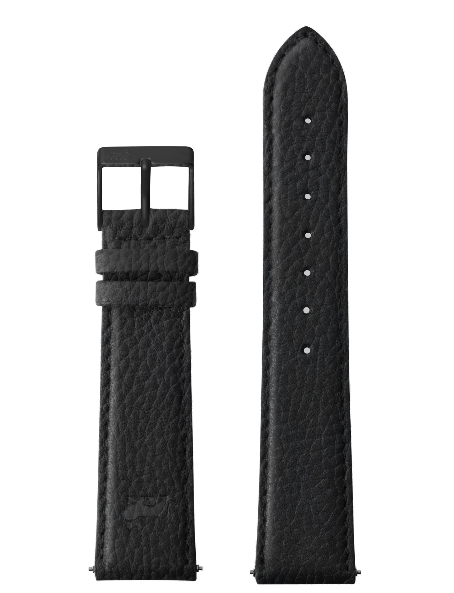 20mm Grainy Black Leather Strap with Black Buckle