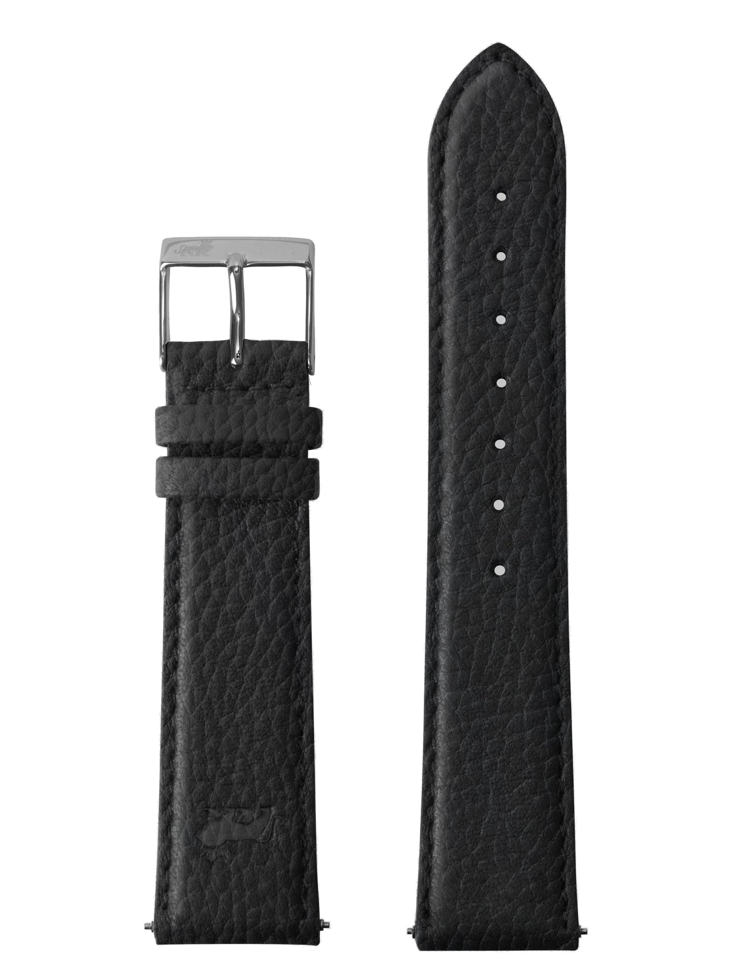 20mm Grainy Black Leather Strap with Silver Buckle