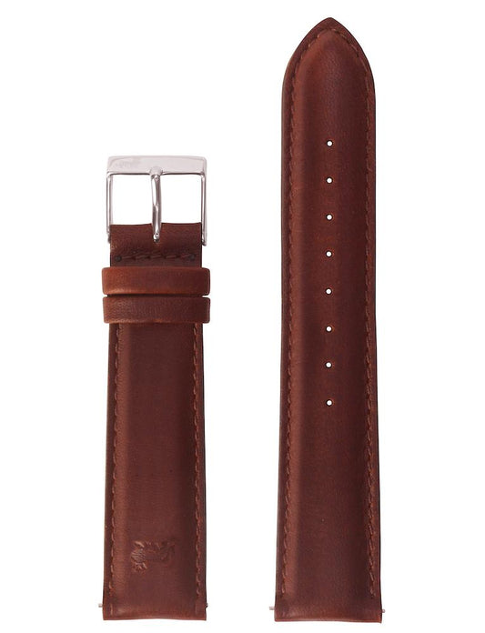 20mm Brown Leather Strap with Silver Buckle