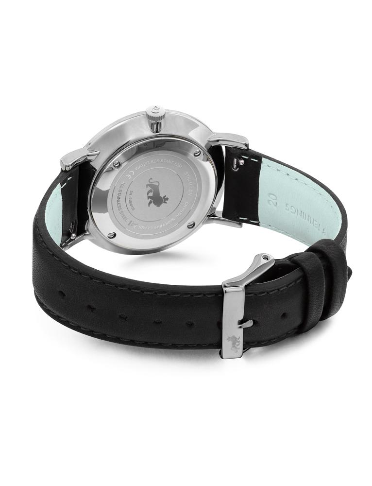 Lugano Black Leather 26mm Silver Satin White
