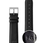 Rally Black Leather 39mm Silver Black